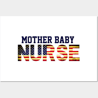 American Mother Baby Nurse USA Flag, Postpartum Department, Nursing Student Posters and Art